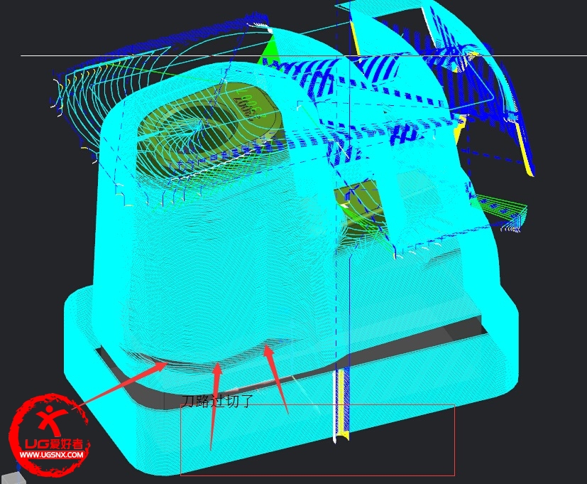 刀路看出来跑进去了，但是过切检查什么都正常