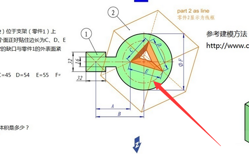 三角形的一条边（D边）与这个虚线的圆相切