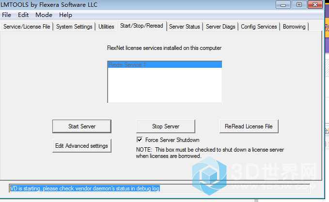 VD is starting, please check vendor daemon's status in debug log