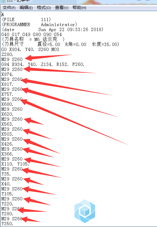 这样每个X Y 前都有M29 机床会报警