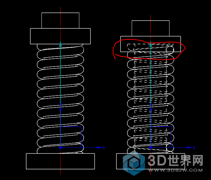 弹簧的两种状态表示在一张图.PNG