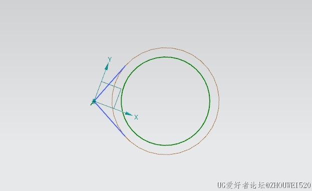 UG-先垂直螺旋线平面画草图，约束两直线相切到此直线点