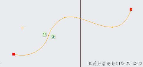 用相等的约束命令后出现弧线型标志