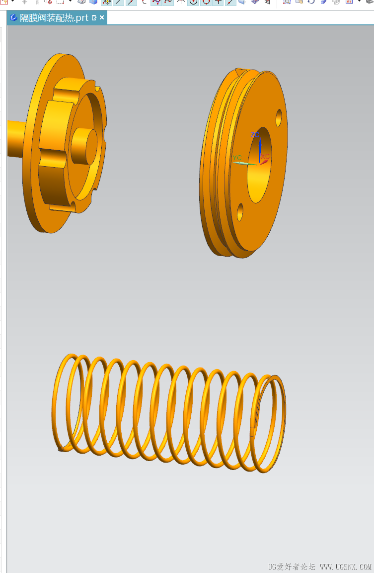 弹簧没有显示中心轴