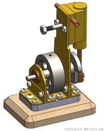 分享SolidWorks绘制的垂直圆柱摆动式蒸汽机