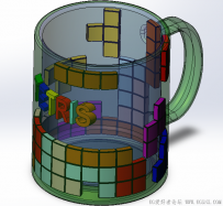 分享一个SolidWorks绘制的俄罗斯方块杯子