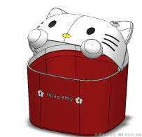 分享一个SolidWorks绘制的HelloKitty垃圾桶