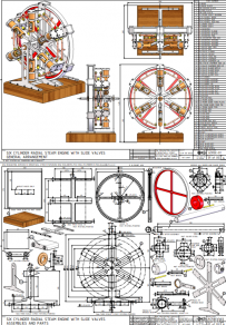 分享一个SolidWorks绘制的带滑阀的六缸星形蒸汽机