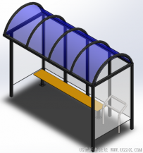 SolidWorks绘制的公交站台雨棚