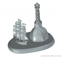 SolidWorks帆船灯塔纪念品摆件